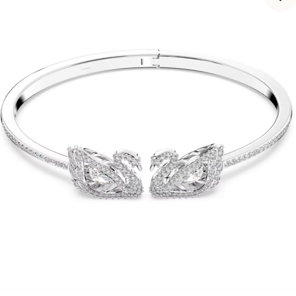 NWT! Swarovski Floating Diamonds Silver Swan Bracelet Adjustable - Picture 3 of 7